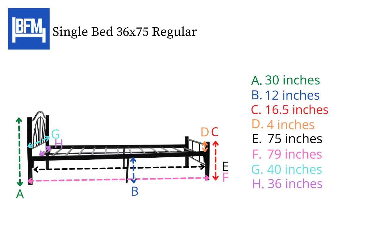 Single Deck Single Size Regular 36x75 Measurement