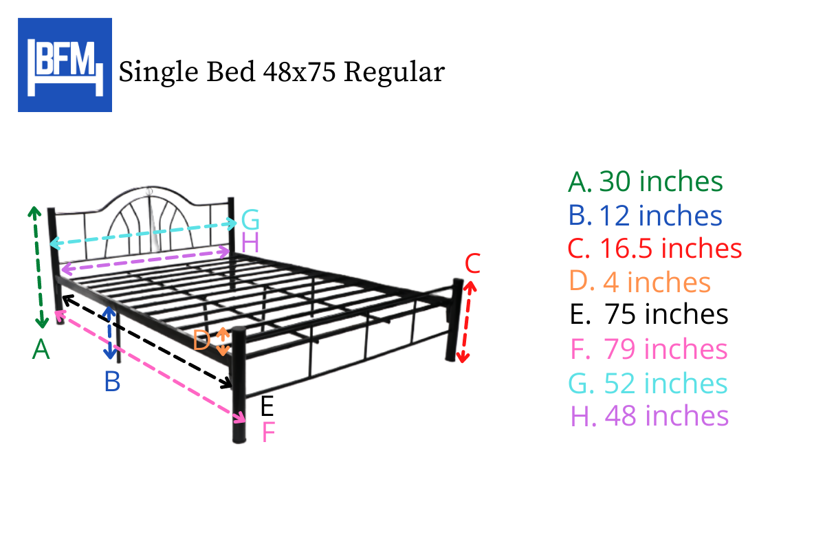 Single Deck Double Size Regular 48x75 Measurement