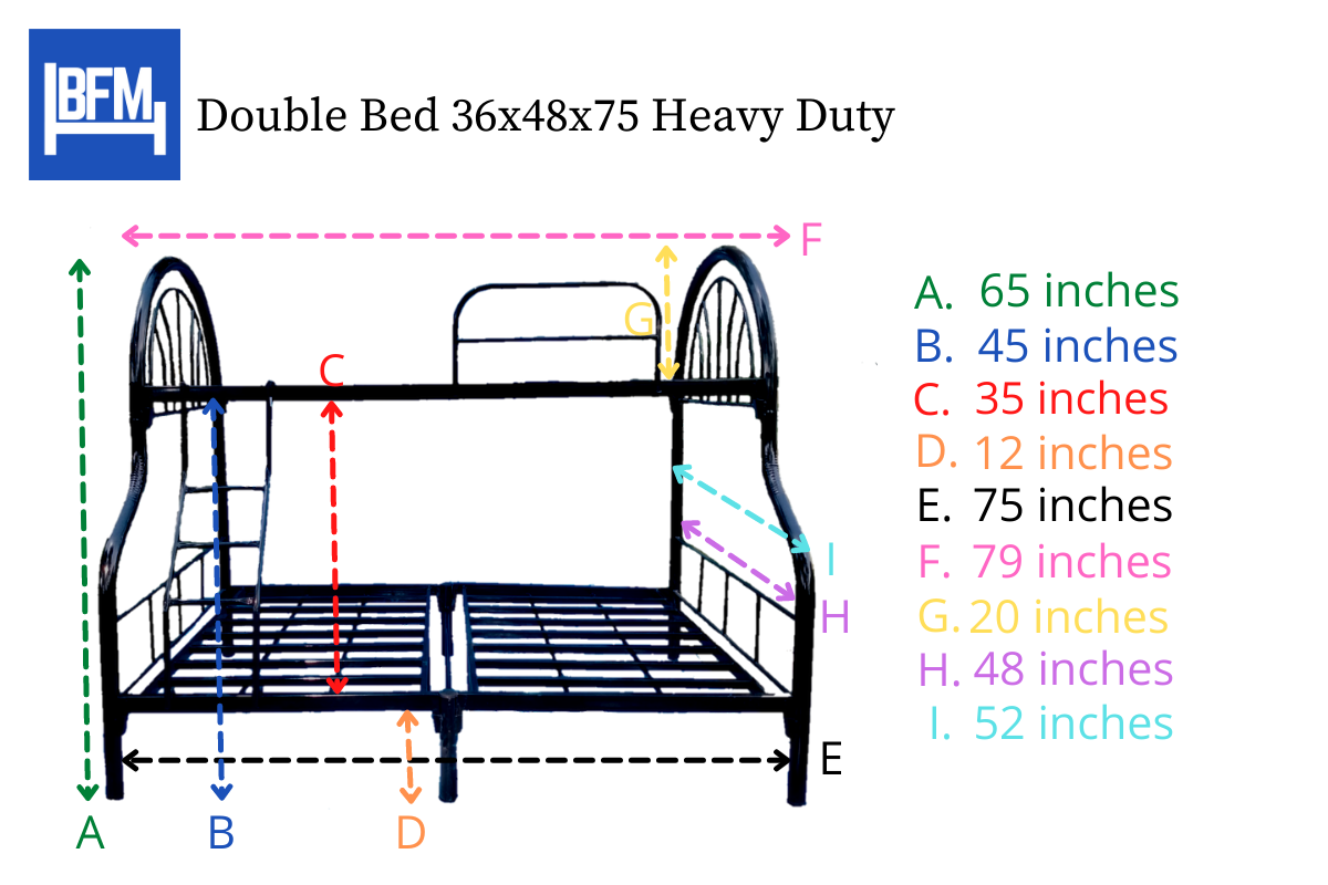 Double Deck Double Size Heavy Duty 36x48x75 Measurement